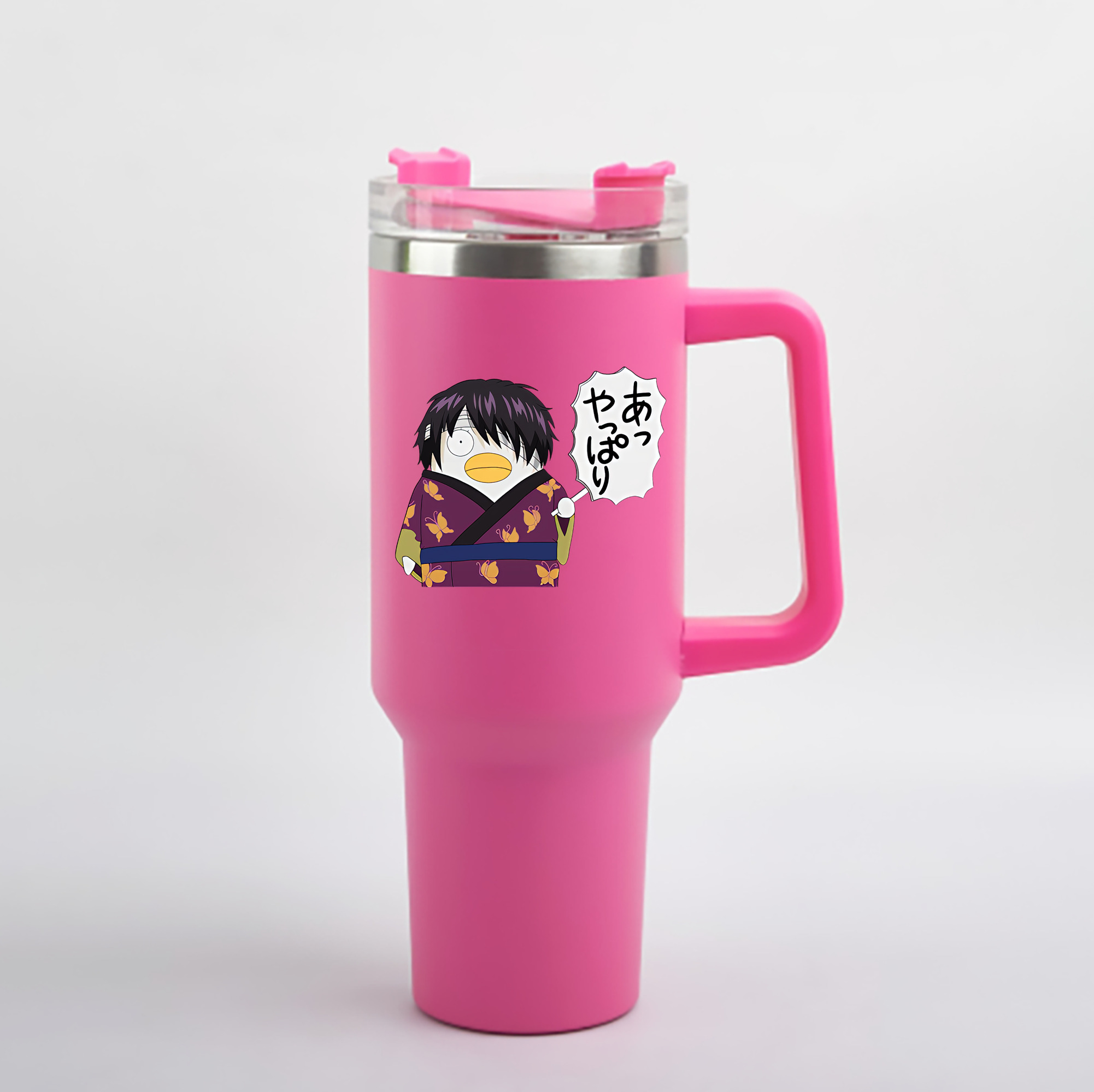 （画像用） ぎんたま 坂田銀時（さかたぎんとき） 神楽 志村新八（しむら しんぱち） GINTAMA Sakata Gintoki Kagura Shimura Shinpachi 1200mL車用タンブラー - クリスタルステッカー（プラスチックストロー付き）